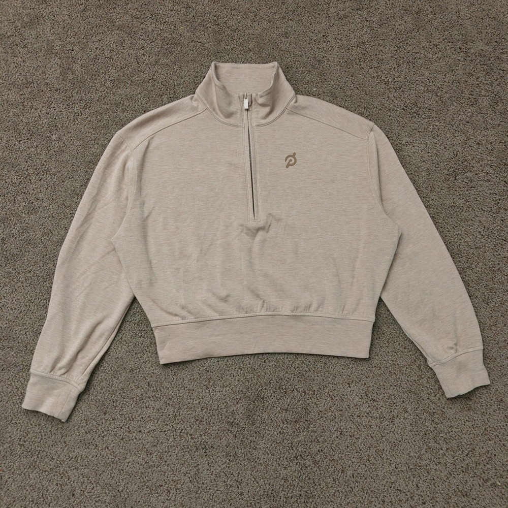 TravisMathew Peloton Womens Quarter Zip Pullover Beige A42491 Small Heathered - Picture 2 of 14